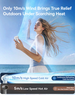 RANVOO 2026 Mini & Powerful Turbo 100 Speeds Cooling Handheld Fan Rechargeable LED Display for Outdoor Travel Portable Hand Fan, Gifts for Women & Men, Stylish, Pearly White